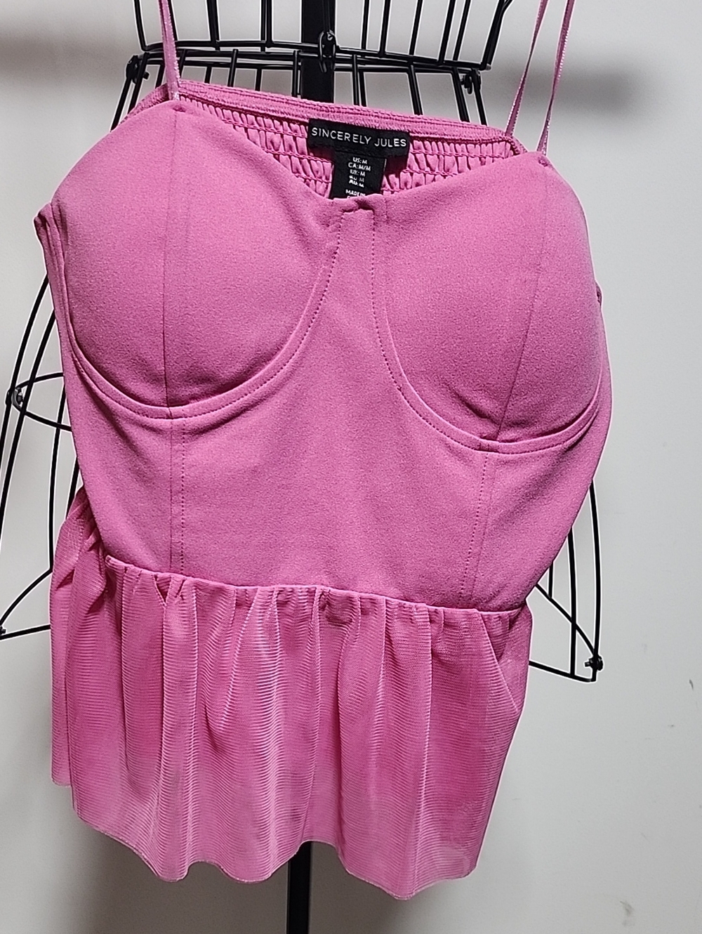 Sincerely Jules Hot Pink Peplum Bustier Tube Top